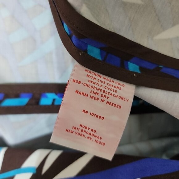 RUBY Rd Size 16 Indigo Blue Black Tropical Print Blazer. Lapel collar with zig z - Picture 6 of 6